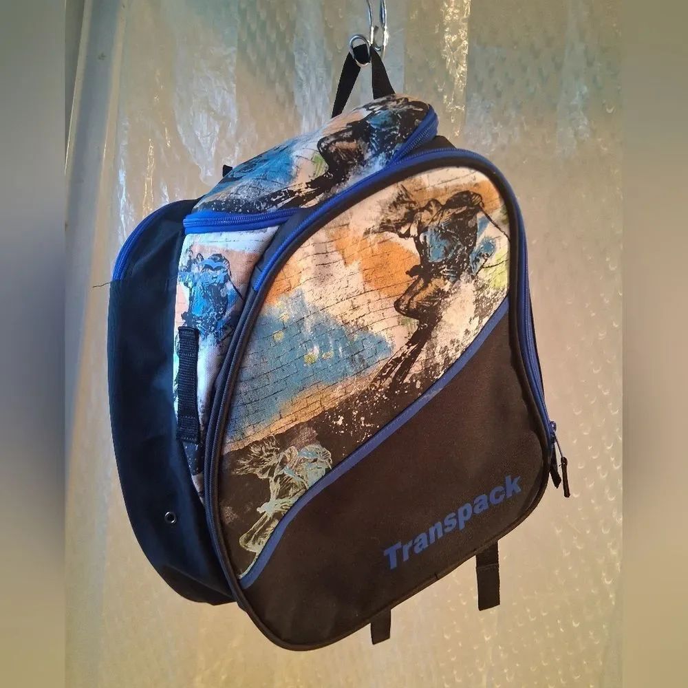 Transpack Ice Skate Blue and Black Graphic Backpack NWOT
